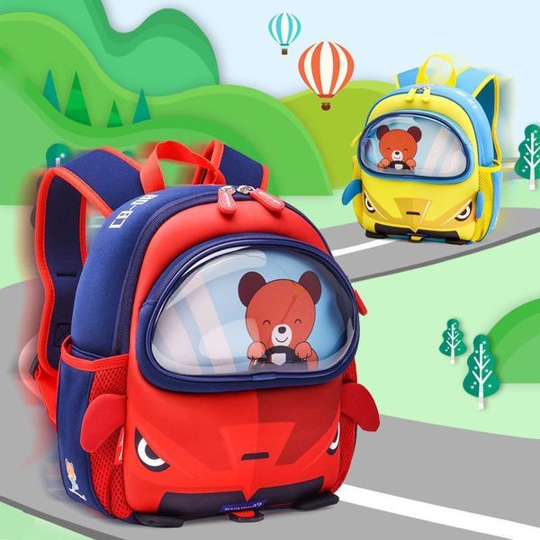 

3d cartoon car school bags for 3 6 years old kids waterproof children backpacks girl boys schoolbag bag mochila infantil