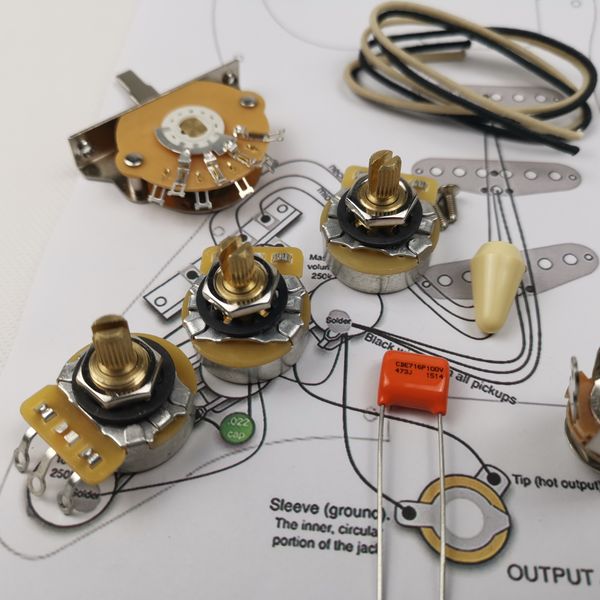 

guitar potentiometer cts 250k copper shaft wiring kit for-stra cde 716p .047 100v orange drop cap +welding line drawing