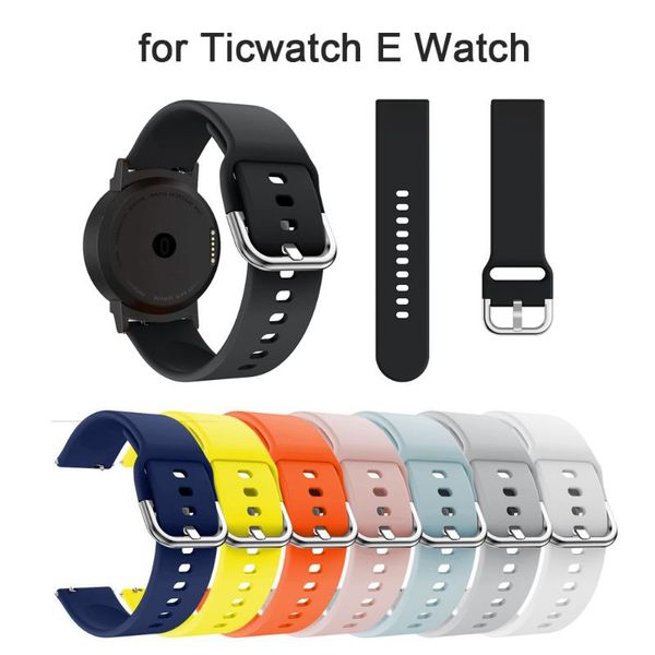

watch bands silicone bracelet strap for ticwatch e tic wrist band de montre pasek od zegarka correa reloj 20mm+22cm, Black;brown