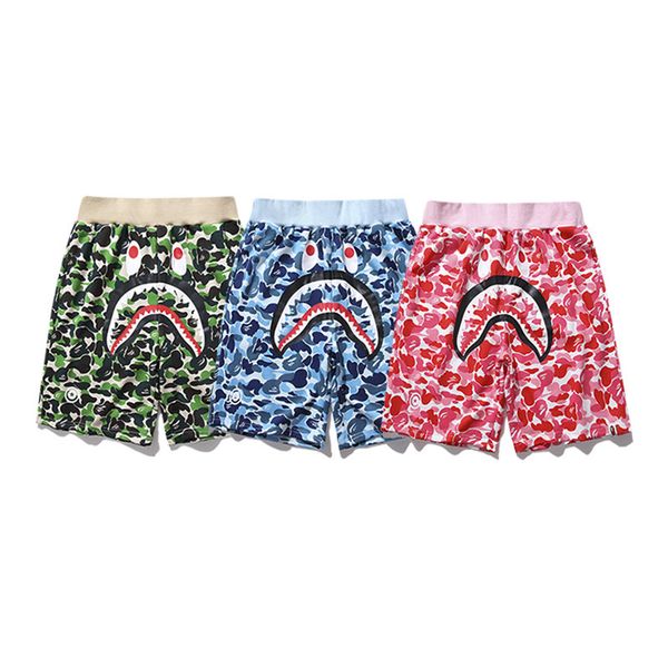 

casual pants camouflage shark head print shorts in spring and summer 2021, Black