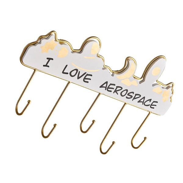 

1pc wooden iron hook wall mounted nail-coat rack (white golden) hooks & rails