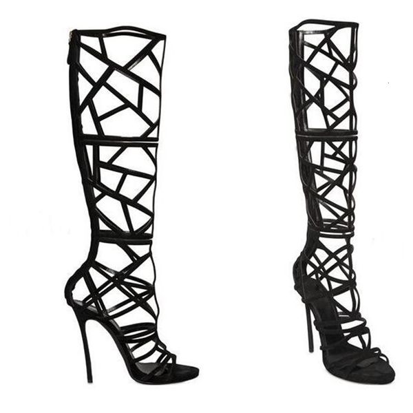 

boot black mode cage layer boots cut-out peep toe sandals gladiator for women ship