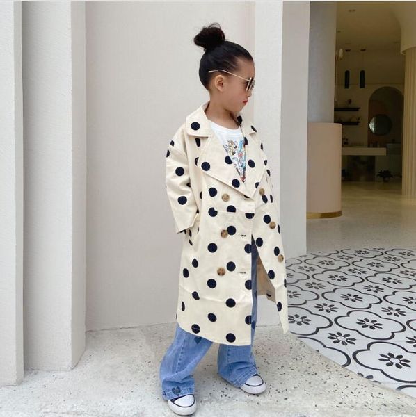 

korean style girls dots coat full sleeve autumn kids 3-8t a713 jackets, Blue;gray