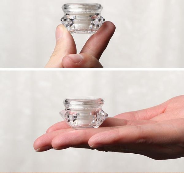 2022 NEUE 10-g-Mini-Probencremetiegelbehälter, leere Kosmetiktiegelflaschen, hochwertiger 1/3-Unzen-Topf in Diamantform für Kosmetika