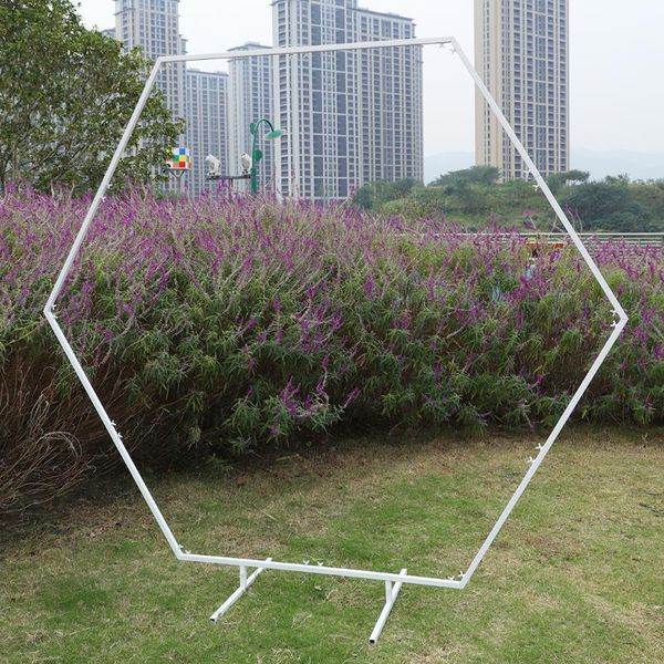 

party decoration metal wedding arch hexagon circle for balloons flower background birthday decor mariage bows kit
