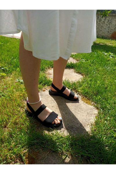 

sandals women's black rubber banded