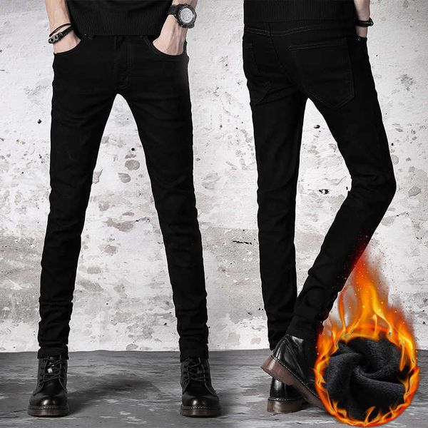 

men's jeans veet warm stretch casual all-match 1meu, Blue