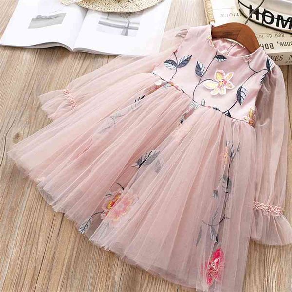 2-7 Jahre Hohe Qualität Mädchen Kleid Frühling Neue Mode Lässig Spitze Chiffon Blume Kind Kinder Kleidung Mädchen Prinzessin Kleid 210331