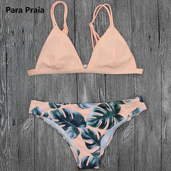 

brazilian bikini set swimwear white women swimsuit bathing suit cami palm leaf print biquini swim suit maillot de bain 210319, White;black