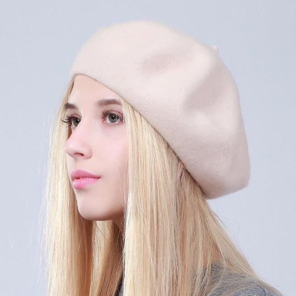

beanies geebro women felt solid color warm beret british style girls lady slouchy hats winter french artist soft comfortable caps
