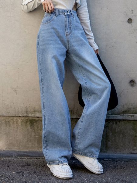 

dazy high waist wide leg jeans u52a#, Blue