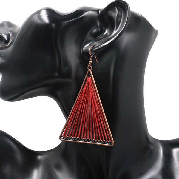 

bronze triangle cotton fringe tassel dangle earrings for women earring long drop ear wedding party accessories, Silver