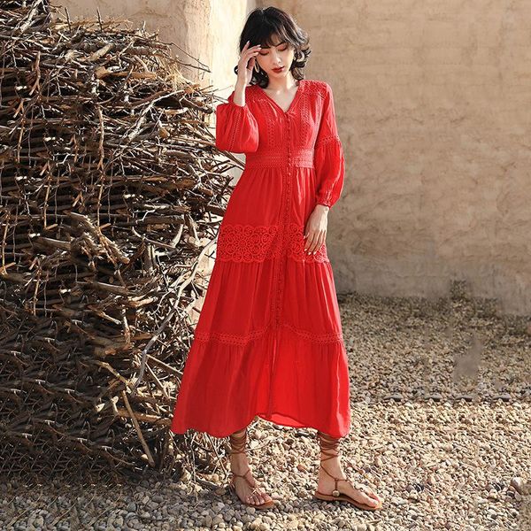 

casual dresses retro enthic embroidery dress autumn women clothes long sleeve v neck boho elegant chic bohemain vocation vestido, Black;gray