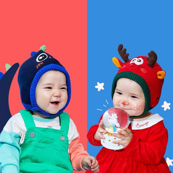 

hair accessories baby hats 1-3 years boys girls bonnet winter warm thicken kids infant cute ears knit for children beanie muts, Slivery;white