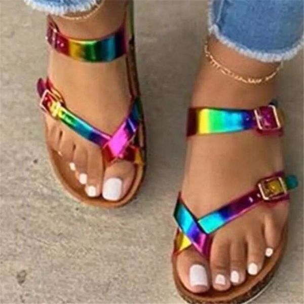 

summer ladies open toe sandals retro non-slip breathable leather casual women shoes plus size slipper slippers, Black