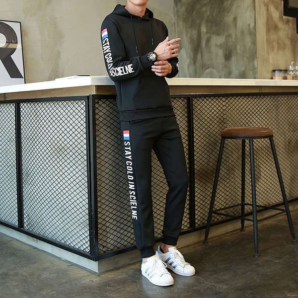 

style casual tracksuits men's two piece sportswear suit coat spring sweater, Gray