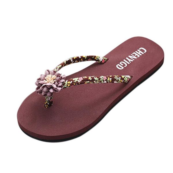 

slippers sagace flip-flops women flower print shallow beach shoes ladies summer soft cool, Black
