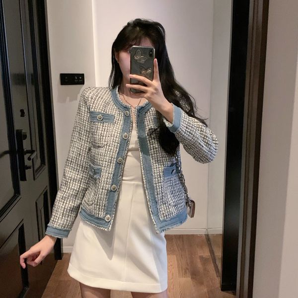 

dress ladies xiaoxiangfeng fine sewing tweed fabric short coat, Black;gray