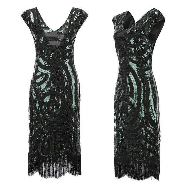 

luxury evening party dresses 1920s sequin tassel christmas party evening, Black