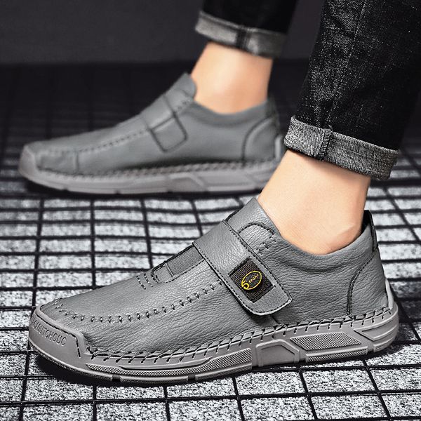 

autumn british casual sho men's trendy busins drs leather fashion large 48 men, Black