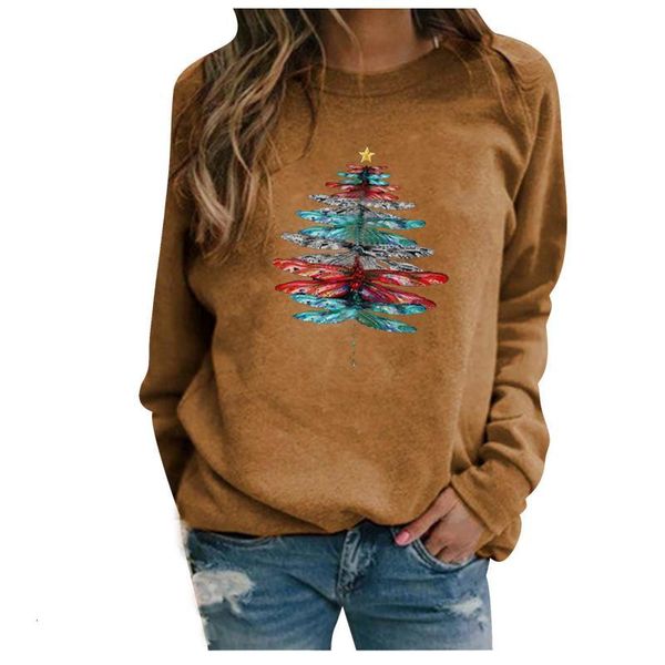 

Women's Hoodies & Sweatshirts Autumn winter ladiesleis urely printed long-sleeved O-neck sweatshirt top Multicolor Dragonfly Tree Print, Black