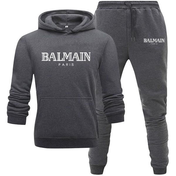 

men's tracksuits letter print brand clothes sweatshirts set two piece hoodie pants winter spring coat sal pullover fashion hip hop, Gray