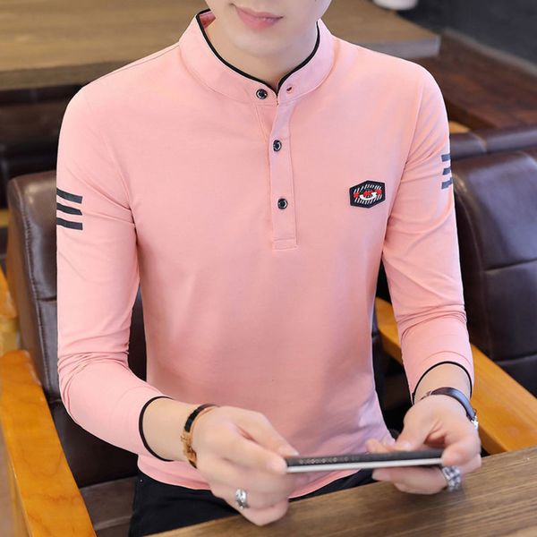 

men's t-shirts t 95% cotton autumn long sleeve t-shirt trend polo shirt korean youth lbeo, White;black