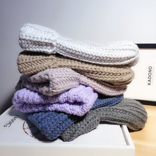 

thick knitting woolen women's autumn versatile casual winter sweet and lovely cold hat, Yellow