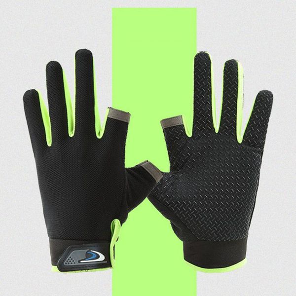 

cycling gloves outdoor fishing two finger luya sunscreen breathable non-slip touch screen bike, Black