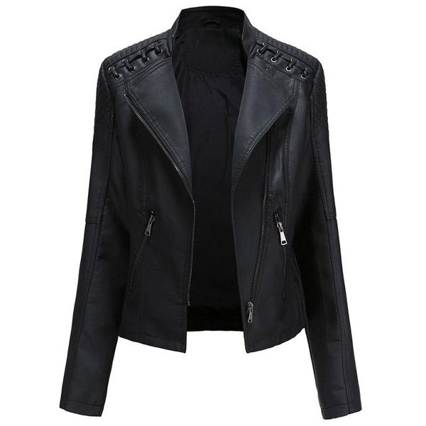 

women's leather & faux rosetic gothic motorcycle jacket women pu outerwear autumn womens jackets streetwear black brown plus size coats