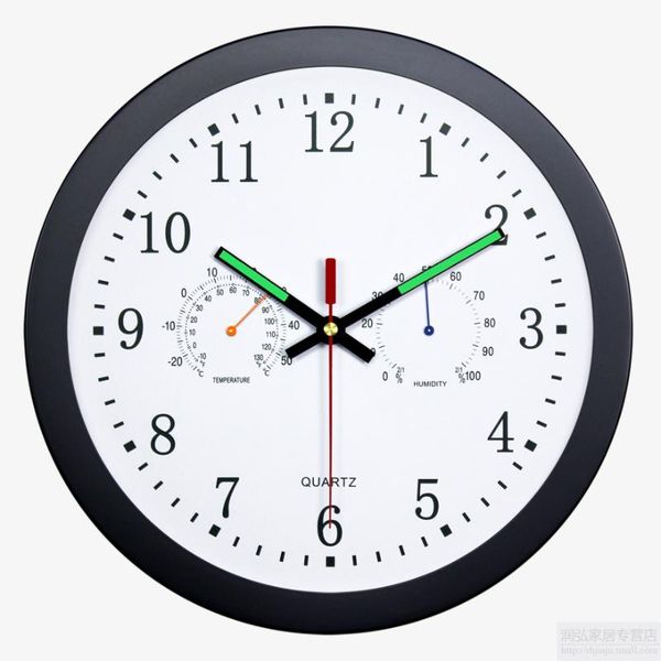 

wall clocks night light clock modern creative electronic for temperature and humidity office silent living room reloj decor sc187