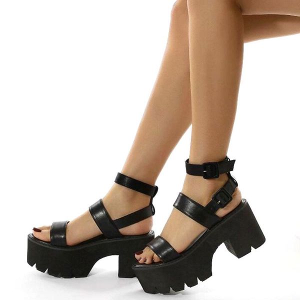 

sandals gigifox 2021 brand cool leisure platform chunky heels gladiator gothic girls women shoes fashion trendy summer, Black