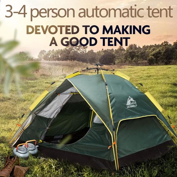 

camping tent air pressure/hydraulic automatic quick open for 3/4 people outdoor hiking travel supplies tents and shelters