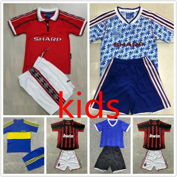 

86 kids kit retro soccer jersey boca juniors argentina giggs ronaldo #7 beckham classic vintage football shirts, Black