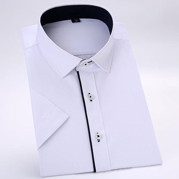 

men's casual shirts trendy summer mens shirt short sleeve men dress man business party solid work wear formal slim fit male, White;black
