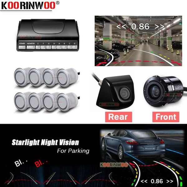 

koorinwoo dual core cpu parktronic car parking sensors 8 video rca av dynamic trajectory guide camera front rear accessories view cameras&
