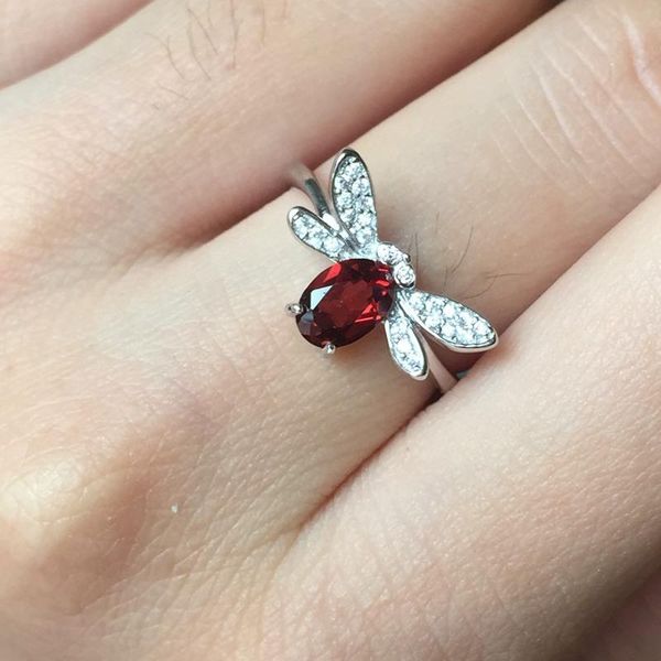 

cluster rings [meibapj natural red garnet gemstone trendy ring for women real 925 sterling silver charm fine jewelry, Golden;silver