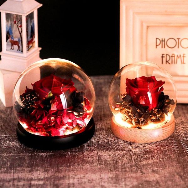 

valentine's day preserved flower glass cover gift box decoration creative birthday rose without light wrap