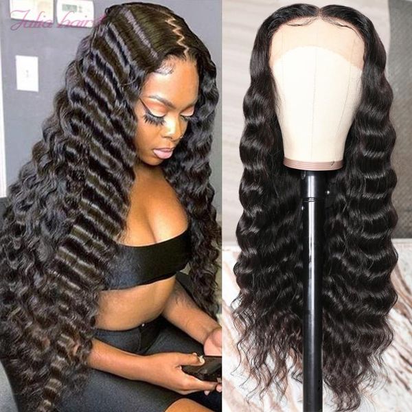 

lace wigs india deep wave frontal wig pre plucked raw human hair for women julia transparent 13x4 front with baby, Black;brown