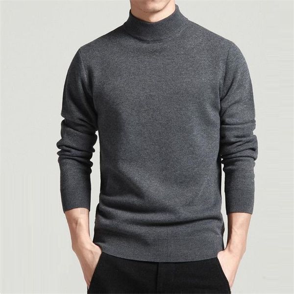 

men's sweaters 2021 men sweater solid pullovers mock neck spring and autumn wear thin fashion undershirt size  to 4xl, White;black