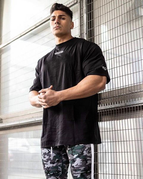 

men's t-shirts 2021 leisure sports loose t-shirt running fitness, White;black