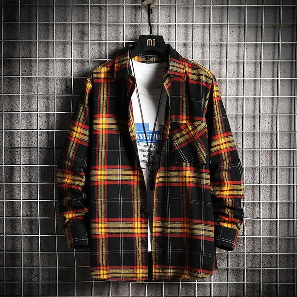 

arrival plaid mens fashion long sleeve shirt casual male harajuku streetwear slim fit striped jacket shirts plus size men's, White;black