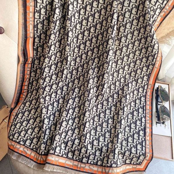 

70% off design air conditioning shawl versatile 2021 autumn imitation cashmere warm geometric jacquard scarf women's decorative short b, Blue;gray