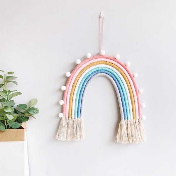 

decorative objects & figurines handmade tassel wall hanging decor macrame rainbow home decoration ornament baby room nursery pography access