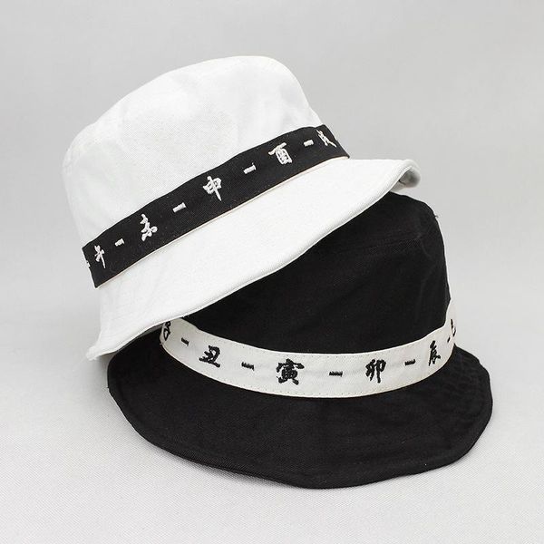 

cloches ldslyjr 2021 cotton chinese twelve time embroidery bucket hat fisherman outdoor travel sun cap hats for men and women, Blue;gray