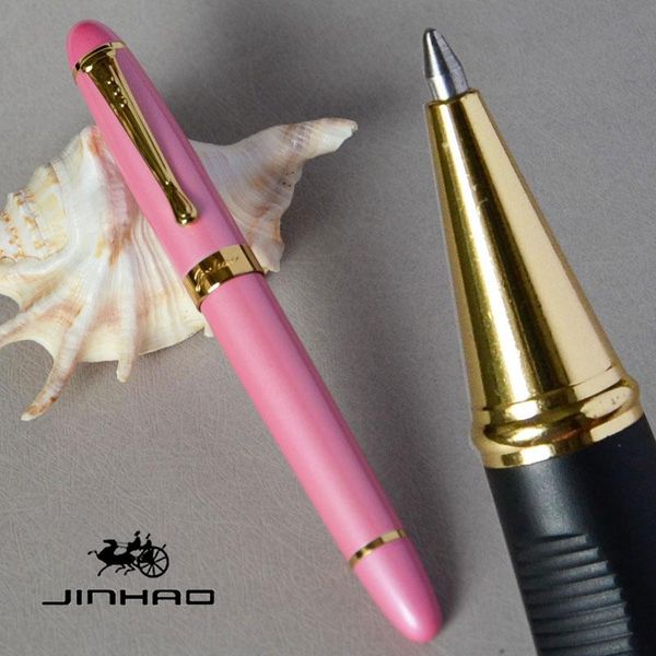 

pen jinhao x450 pink barrel office business stationery golden purple white black blue 21 color for choice 450 ballpoint pens, Blue;orange