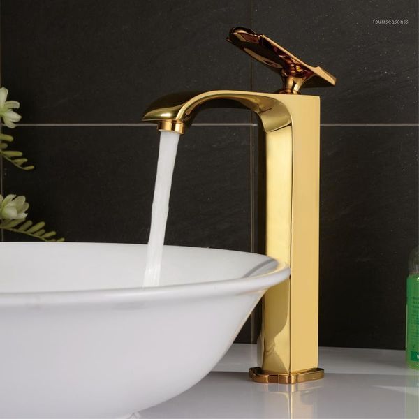 

brass bathroom sink faucet tall style single hole handle cold water basin mixer luxury bath tap1
