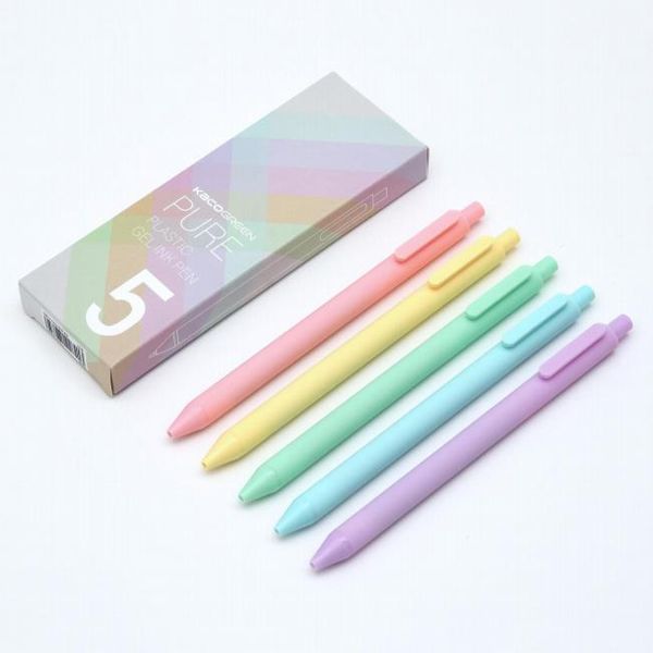 

gel pens 5pcs/box kaco cute retractable black ink extra fine 0.5mm kawaii pen stationery for kids school office supplies