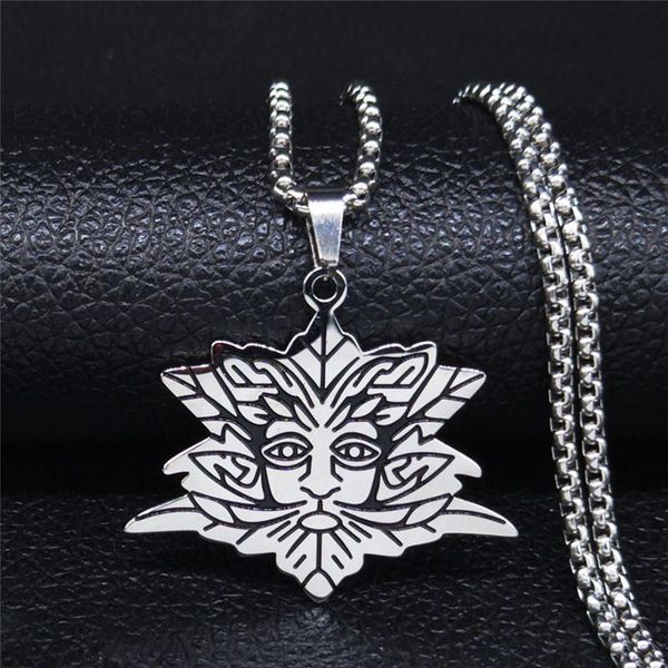 

pendant necklaces 2021 green man stainless steel necklace chain women silver color jewelry collar acero inoxidable mujer n3316s05