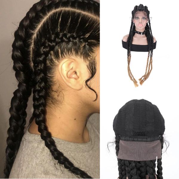 

synthetic wigs toocci african long box braided headband wig hair africain closure lace for black women